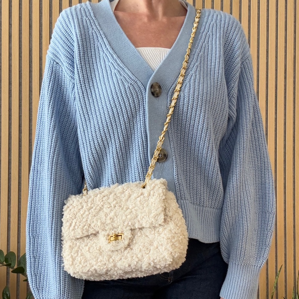 Elegant Cream Textured Women's Bag